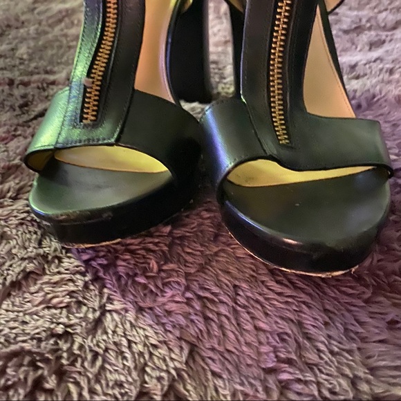 Michael Kors Black Zip Up Leather Heels - Picture 2 of 7